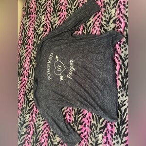 Powered by Prayer Half Sleeve Sweater Top 2X